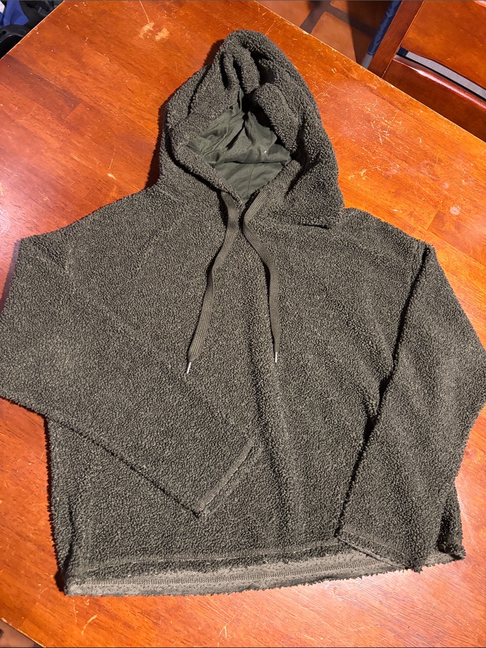 Women’s Olive Green Sherpa Crewneck Hoodie